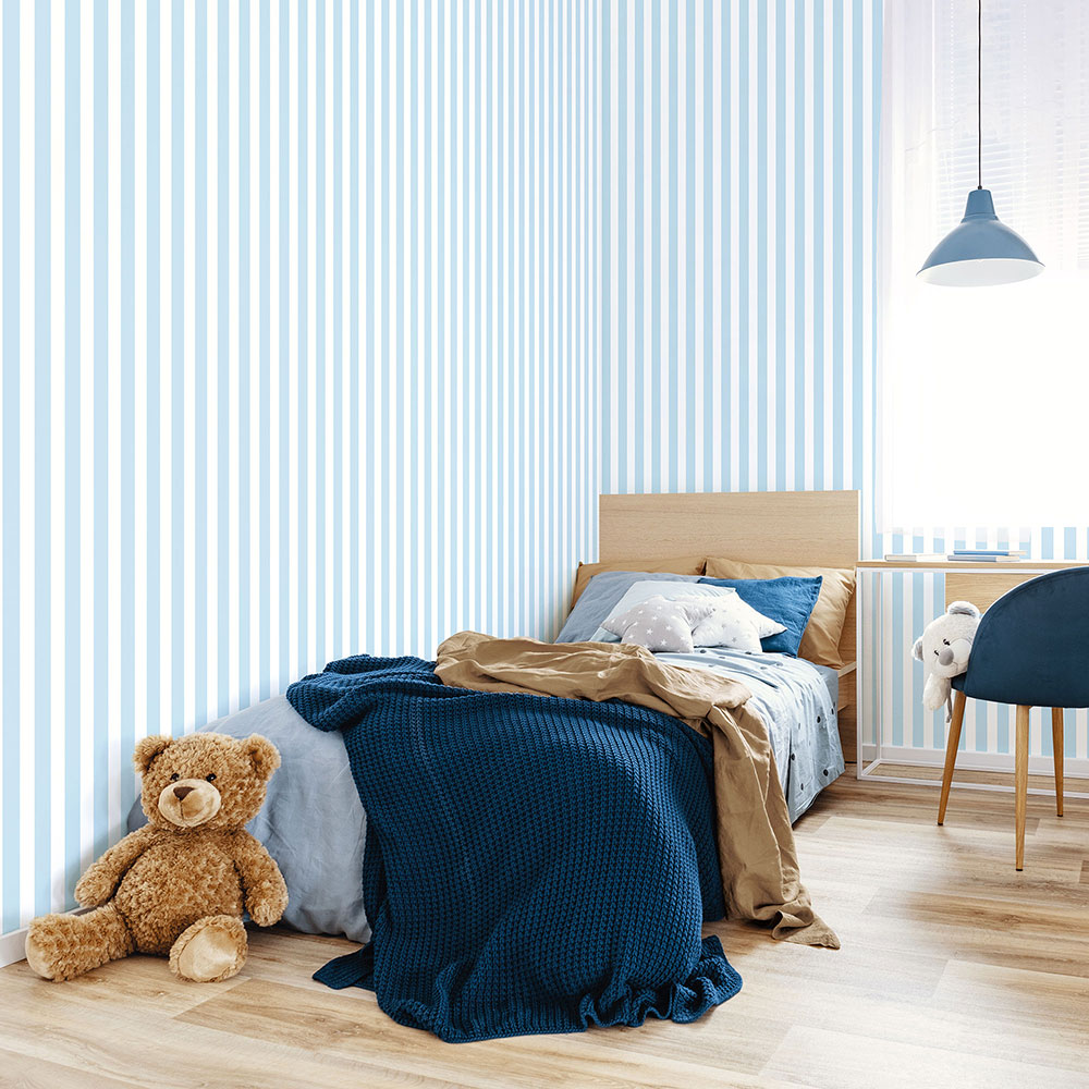Regency Stripe Wallpaper - Blue - by Galerie
