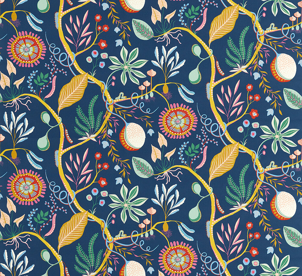 Jackfruit and the Beanstalk  Fabric - Midnight - by Scion