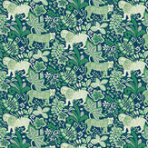Rumble in the Jungle  Fabric - Midnight/ Mint Leaf - by Scion