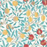 Fruit Wallpaper - Green / Indigo / Madder - by Morris. Click for more details and a description.