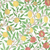 Fruit Wallpaper - Leaf Green / Madder - by Morris. Click for more details and a description.