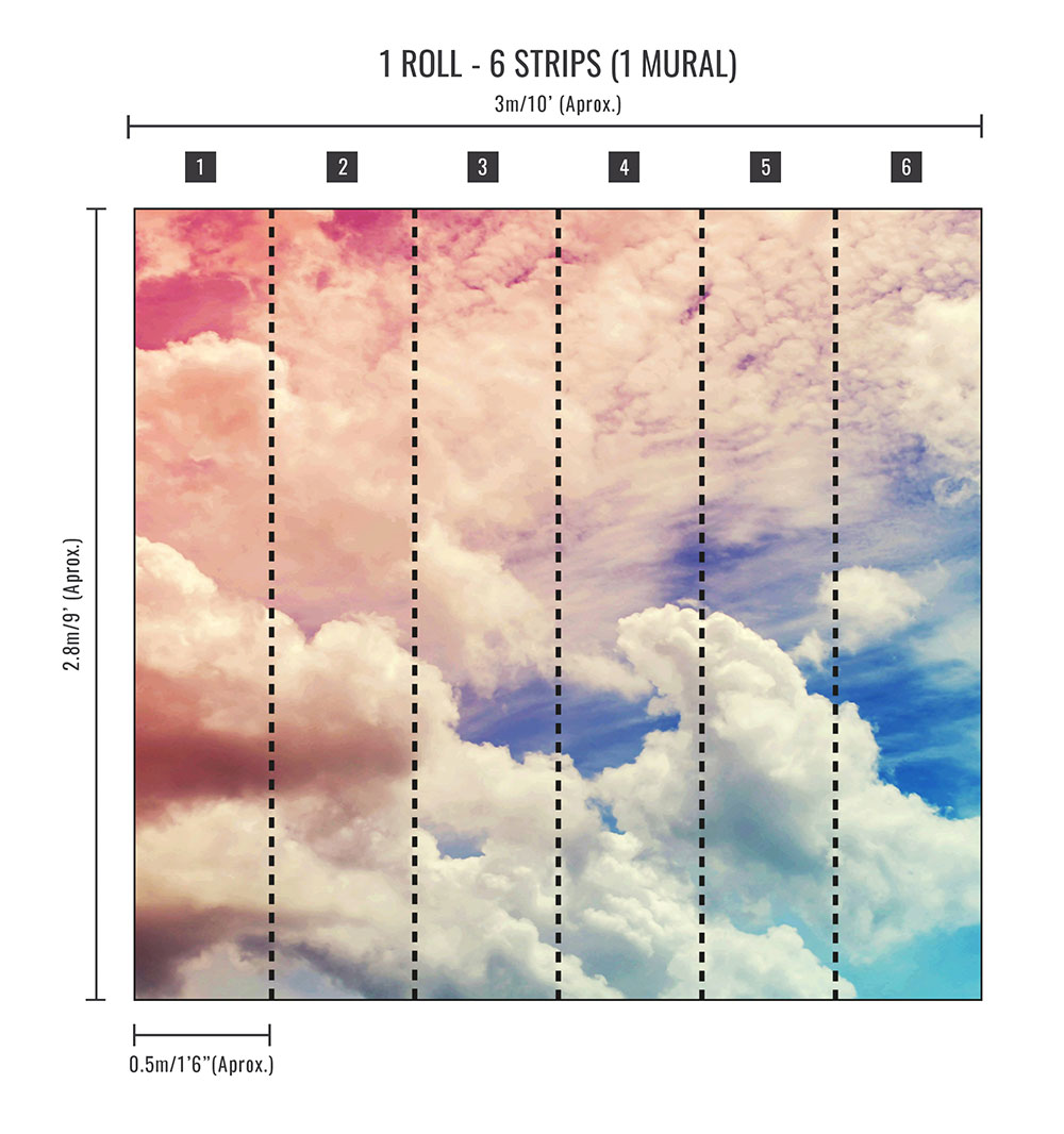 Ombre Cloud  Mural - Multi - by Art for the home
