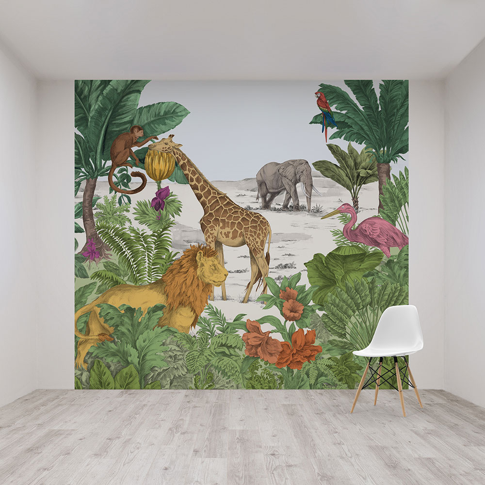 Watercolour Jungle Mural - Multi - by Art for the home