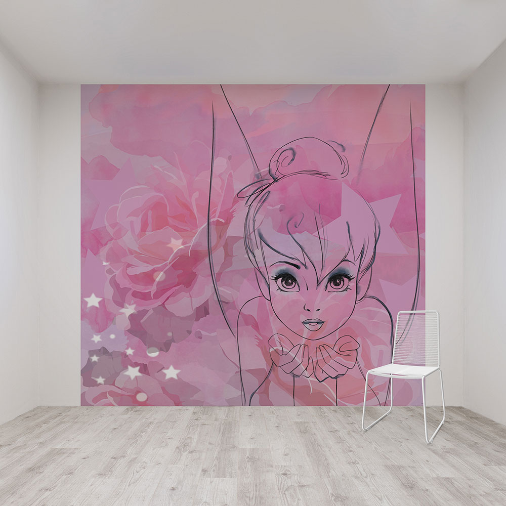 Tinkerbell Watercolour Mural - Pink - by Kids @ Home
