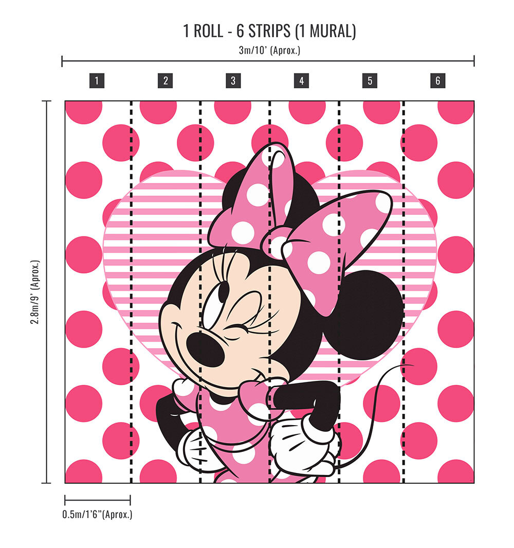 Minnie & Hearts Mural - Pink - by Kids @ Home