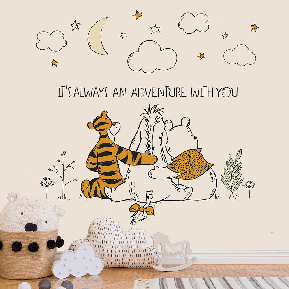 Winnie the Pooh Friends Forever Mural - Grey - by Kids @ Home
