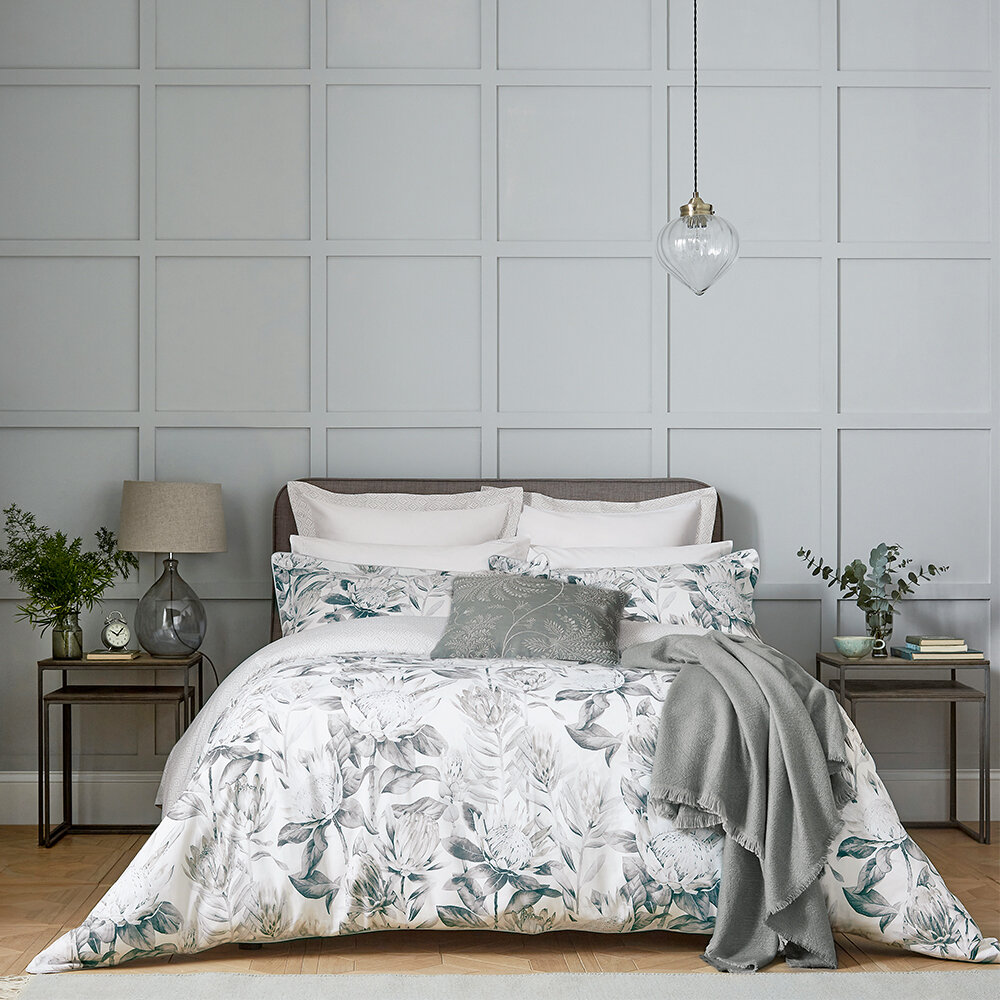King Protea Duvet Cover - Linen and Grey - by Sanderson