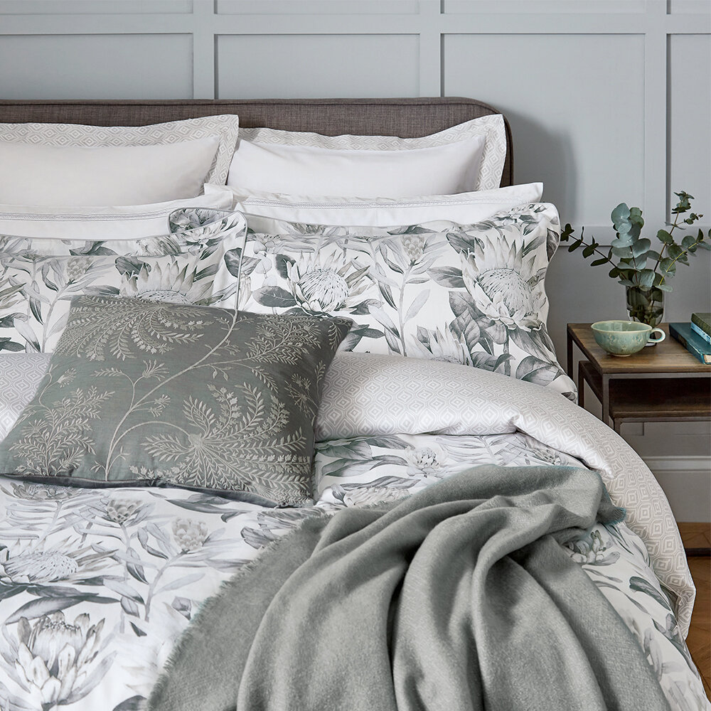 King Protea Oxford Pillowcase - Linen and Grey - by Sanderson