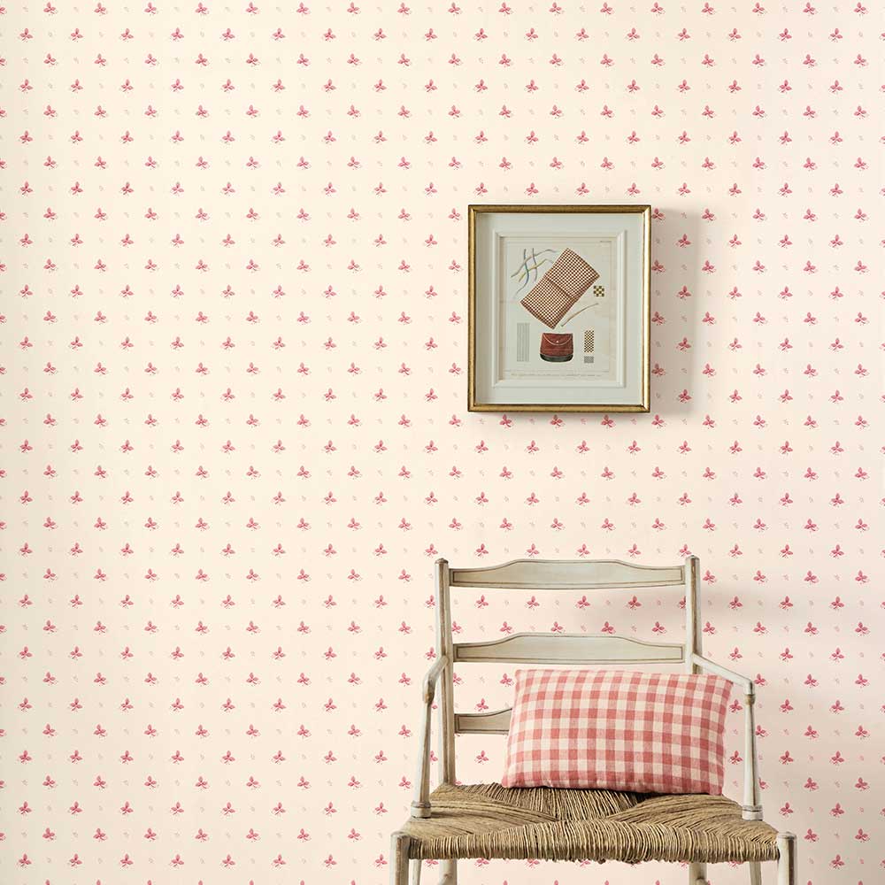 Ashling Wallpaper - Raspberry - by Colefax and Fowler