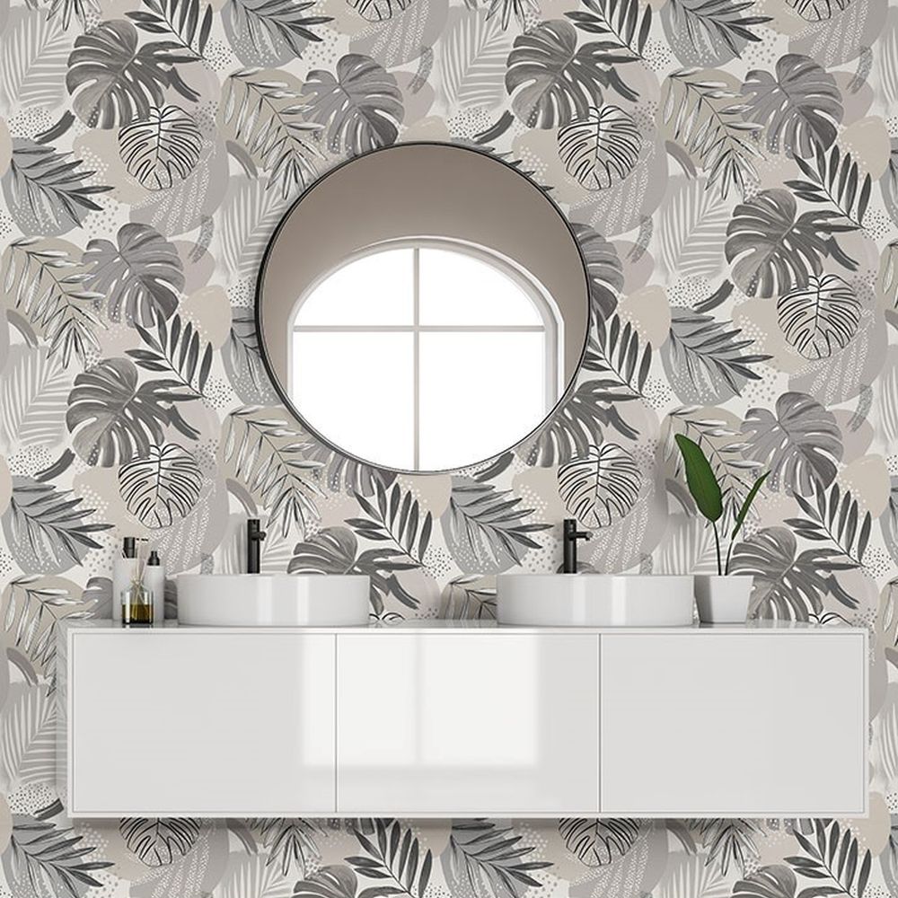 Abstract Jungle Wallpaper - Putty Grey - by Brand McKenzie