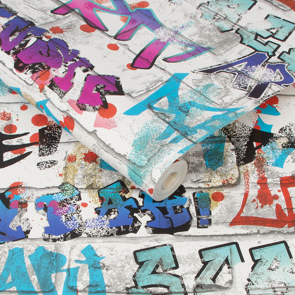 Graffiti Wallpaper - Multi - by Fresco