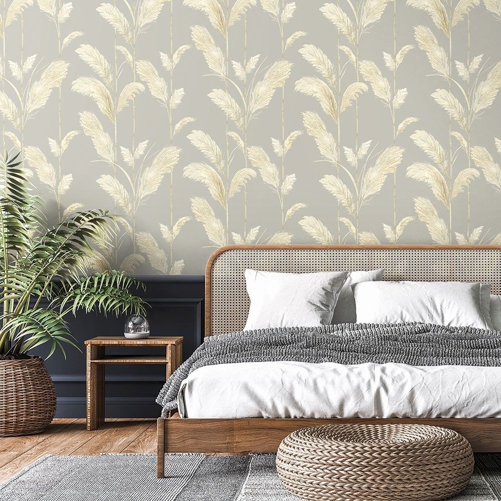 Pampas Grass Wallpaper - Neutral Grey - by Brand McKenzie