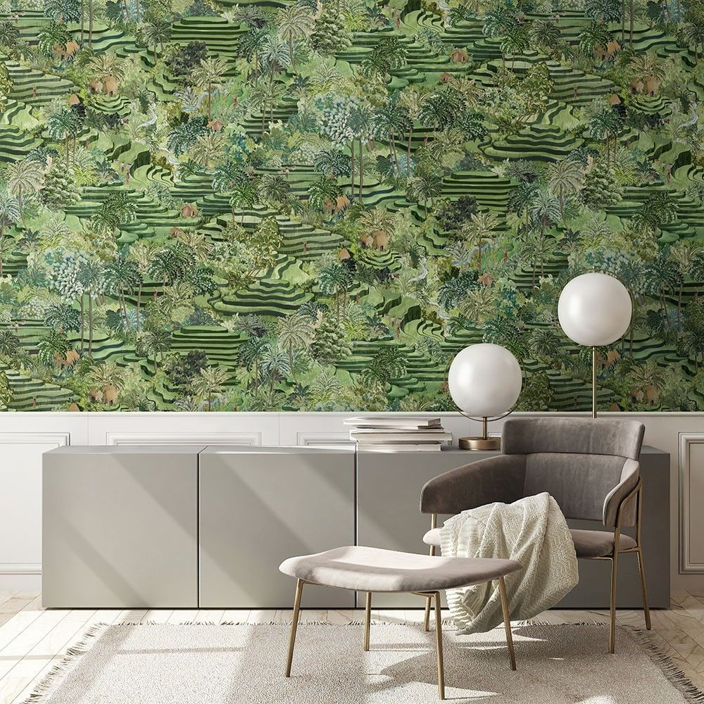 Rice Terrace Standard Wallpaper - Grass Green - by Brand McKenzie