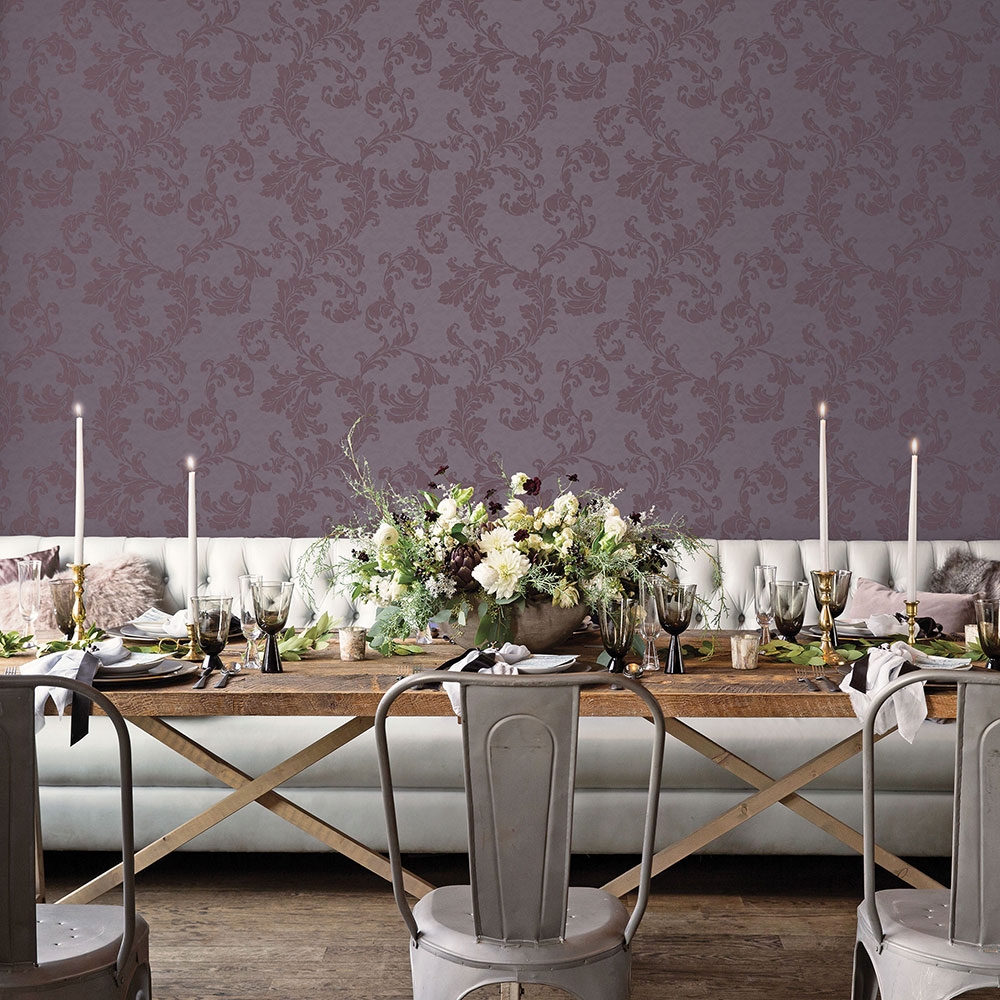 Acanthus trail Wallpaper - Purple - by Galerie