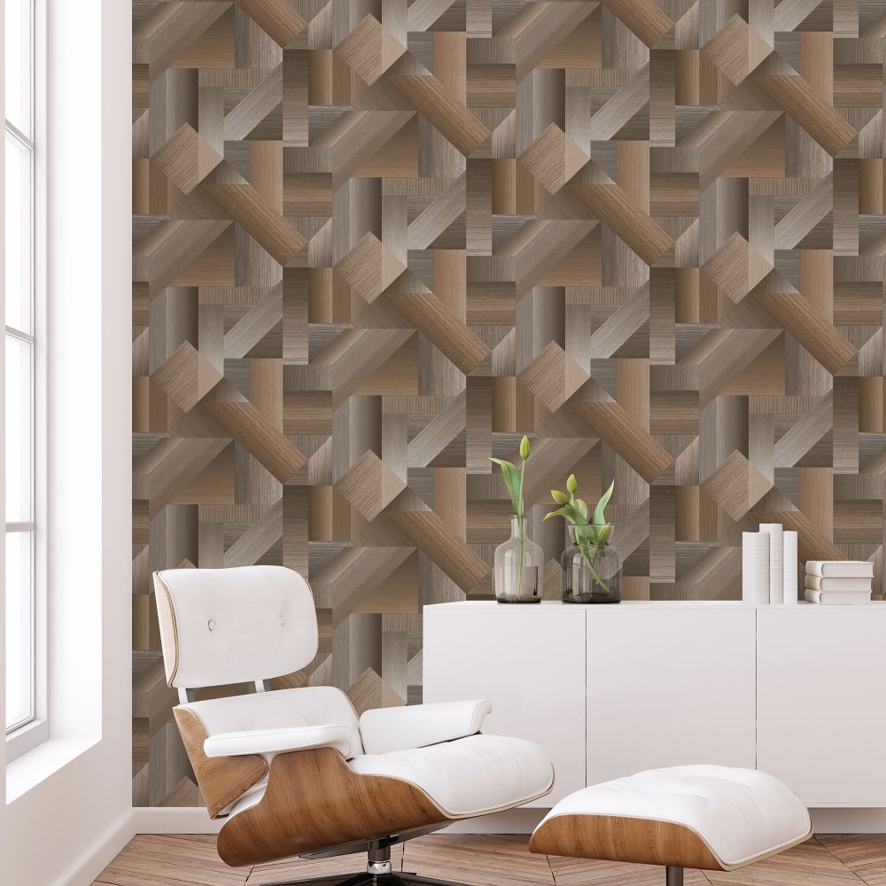 Shape Shifter Wallpaper - Brown - by Galerie