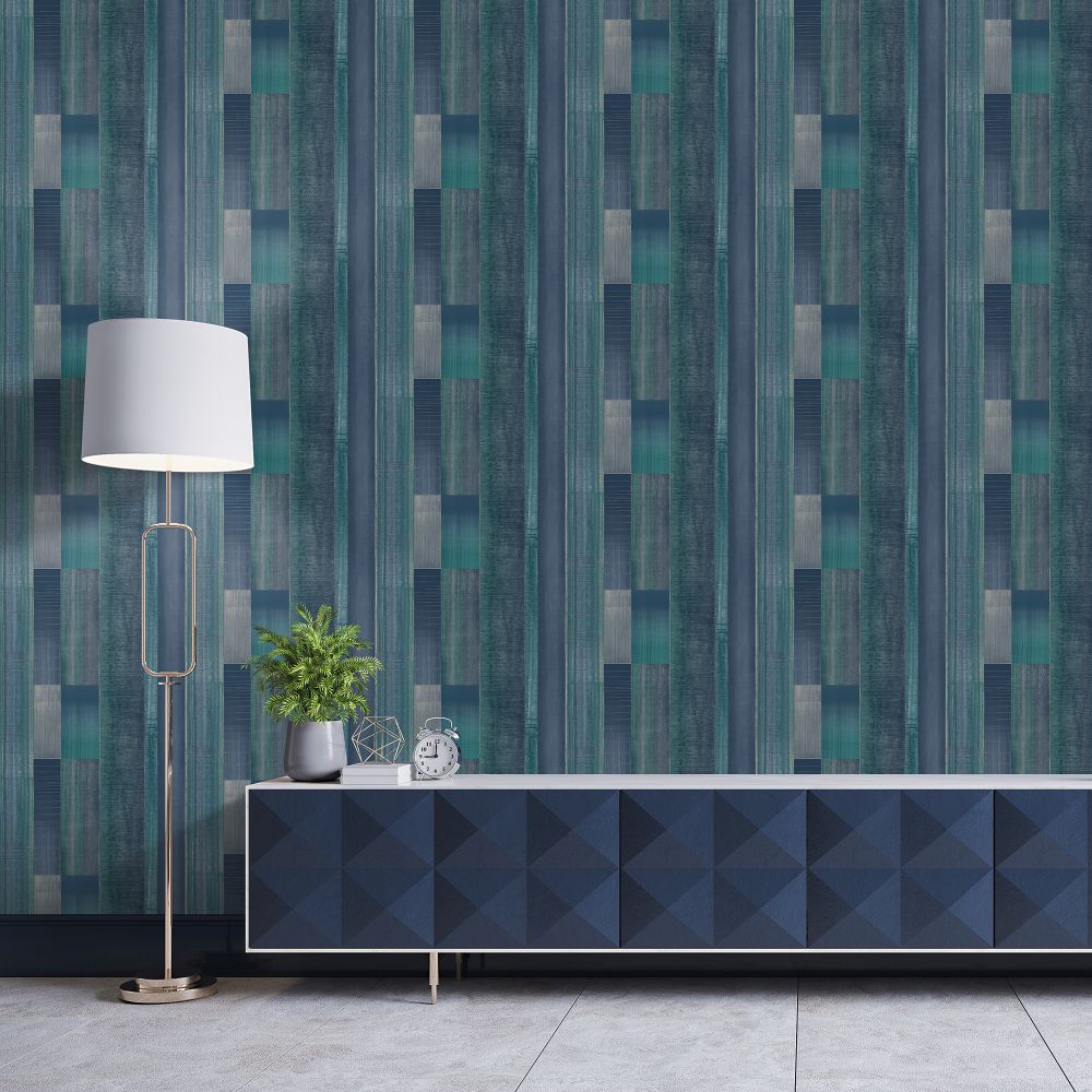Agen Stripe Wallpaper - Blue - by Galerie