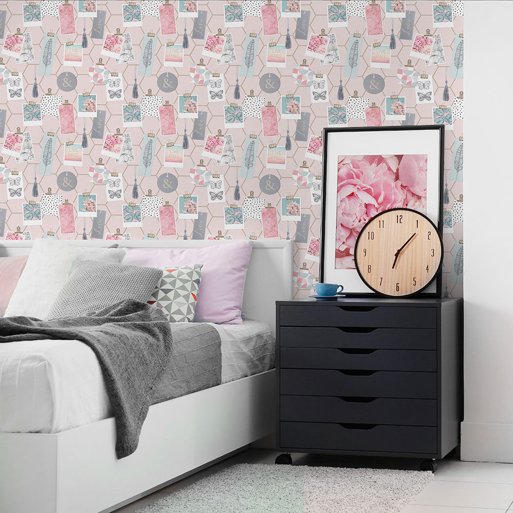 Clip Frames Wallpaper - Pink - by Fresco