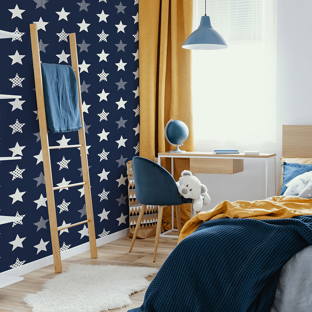 Stars Wallpaper - Navy - by Superfresco Easy