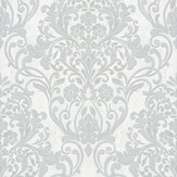 Floral Damask Wallpaper - Silver - by Galerie. Click for more details and a description.
