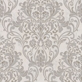 Floral Damask Wallpaper - Grey - by Galerie. Click for more details and a description.