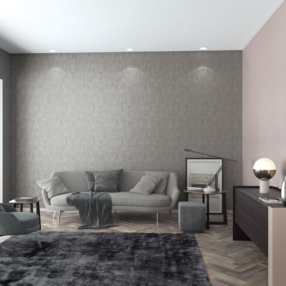 Hex Geometric Wallpaper - Charcoal - by Galerie