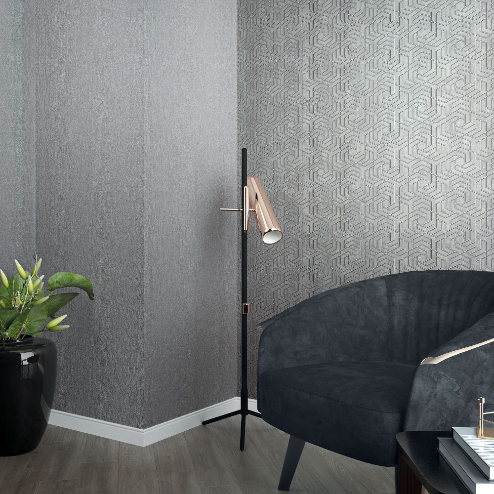 Hex Geometric Wallpaper - Charcoal - by Galerie