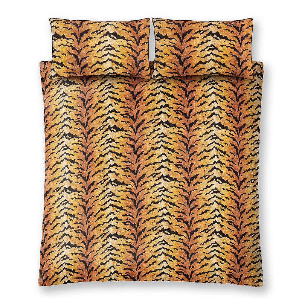 Luxe Tiger Duvet Set Duvet Cover - Gold - by Paloma Home