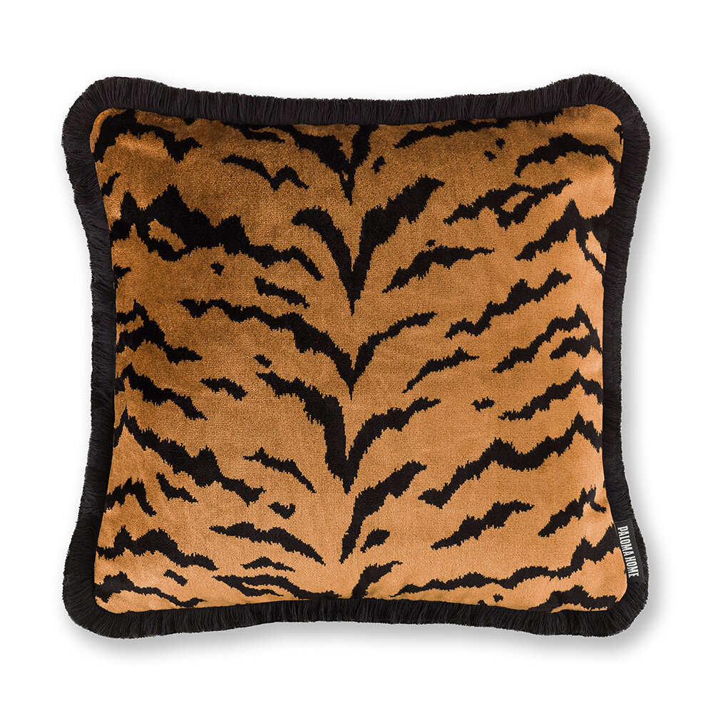 Luxe Velvet Tiger Cushion - Gold - by Paloma Home