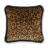 Luxe Velvet Leopard Cushion - Gold - by Paloma Home. Click for more details and a description.