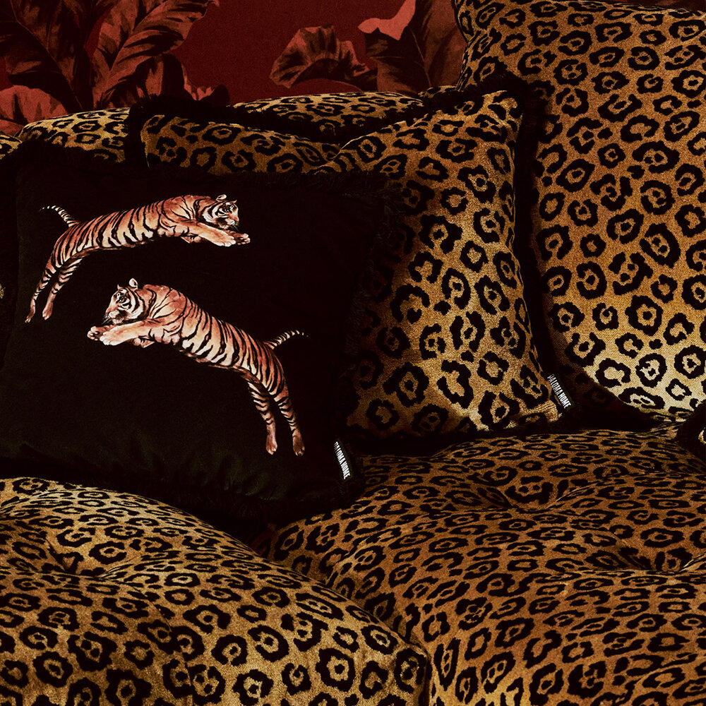 Luxe Velvet Leopard Cushion - Gold - by Paloma Home