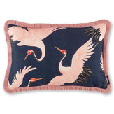 Oriental Birds Cushion - Navy - by Paloma Home. Click for more details and a description.
