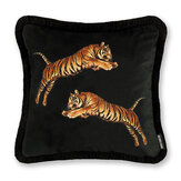 Pouncing Tigers Cushion - Black - by Paloma Home. Click for more details and a description.
