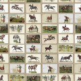 English Equestrian Stamps Mural - Taupe/Green/Brown - by Mind the Gap. Click for more details and a description.