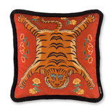Tibetan Tiger Cushion - Red - by Paloma Home. Click for more details and a description.