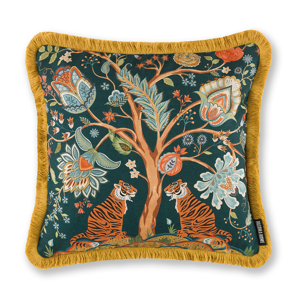 Tree of Life Cushion - Teal - by Paloma Home
