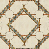 Decorative Harness Wallpaper - Taupe/Brown/Yellow/Blue - by Mind the Gap. Click for more details and a description.