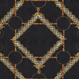 Decorative Harness Wallpaper - Anthracite/Brown/Yellow/Blue - by Mind the Gap. Click for more details and a description.