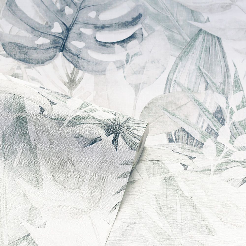Chalky Tropical Wallpaper - Blue - by Arthouse