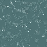 Jumping Bambis Wallpaper - Aqua - by Coordonne. Click for more details and a description.