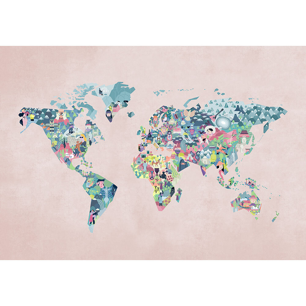 Diversity Map Mural - Peach - by Coordonne
