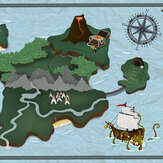 Treasure Map Mural - Aqua - by Coordonne. Click for more details and a description.