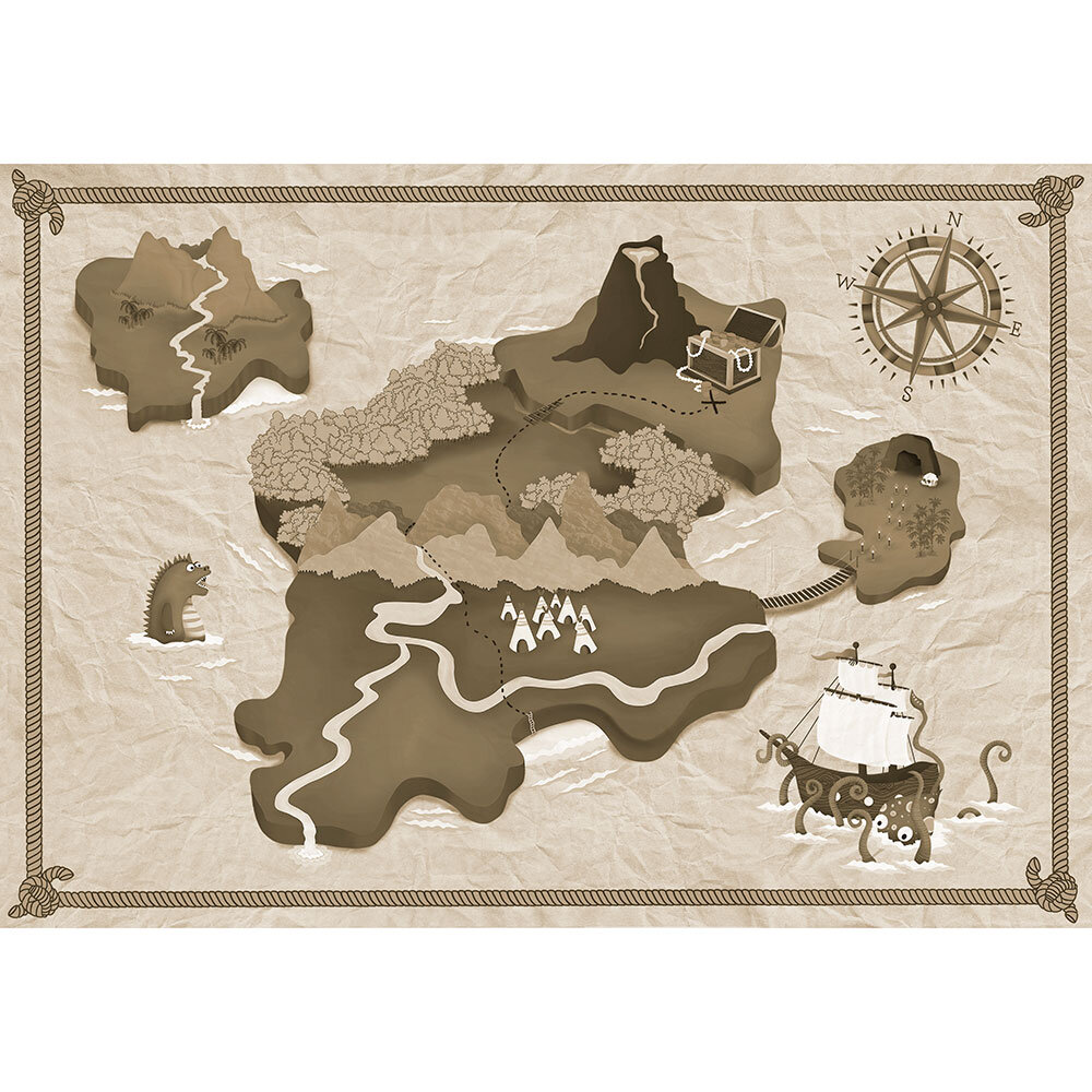 Treasure Map Mural - Papyrus - by Coordonne
