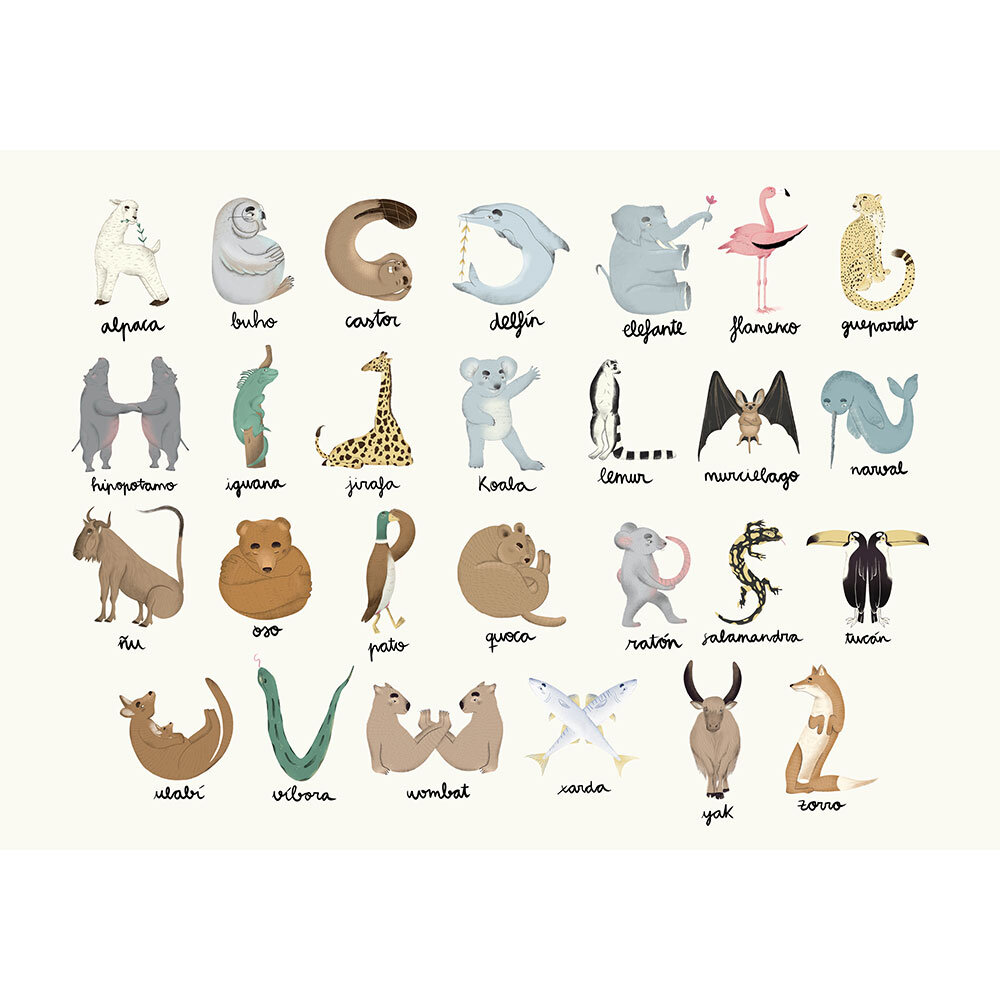 Animal Alphabet Mural - Multi - by Coordonne