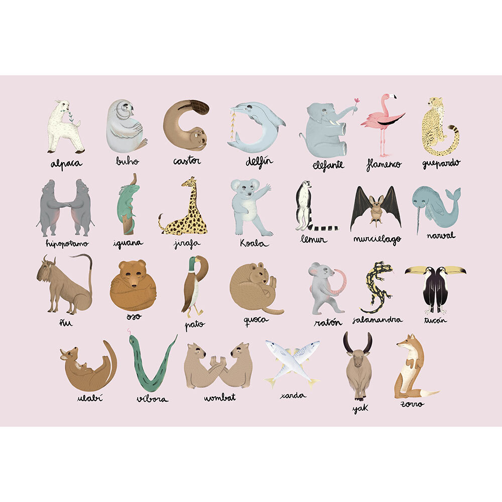 Animal Alphabet Mural - Pinky - by Coordonne