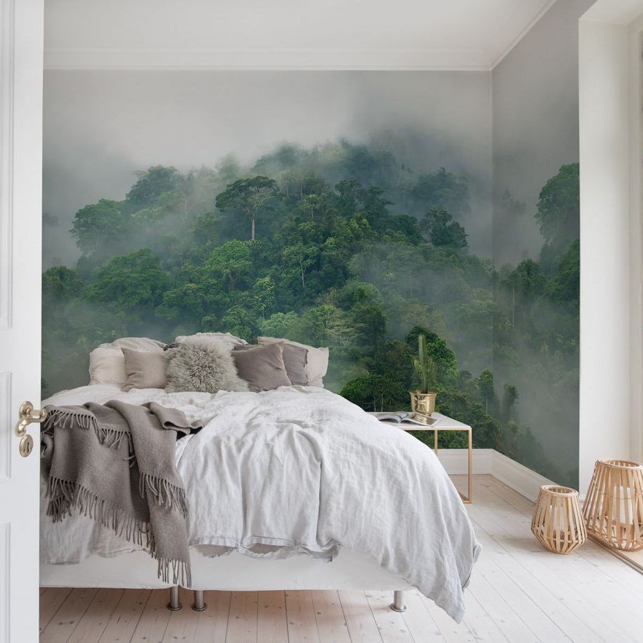 Misty Forest Mural - Green - by Rebel Walls