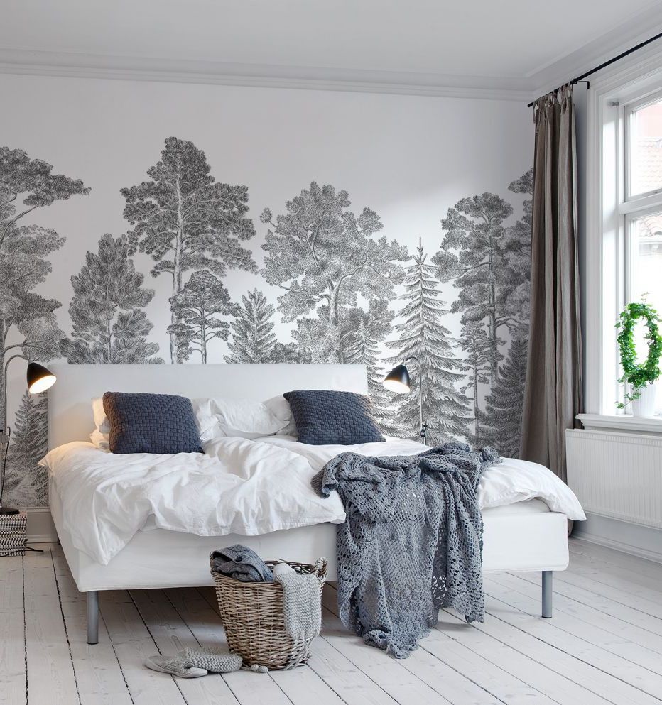Scandinavian Bellewood Mural - Grey - by Rebel Walls