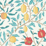 Fruit Fabric - Green/ Indigo/ Madder - by Morris. Click for more details and a description.