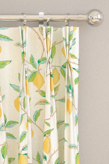 Lemon Tree Curtains - Lemon/ Bayleaf - by Morris. Click for more details and a description.
