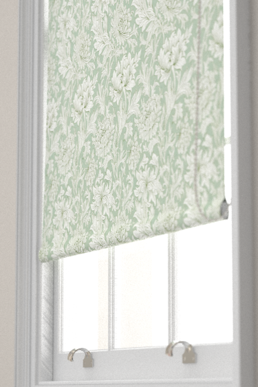 Chrysanthemum Toile Blind - Willow - by Morris. Click for more details and a description.