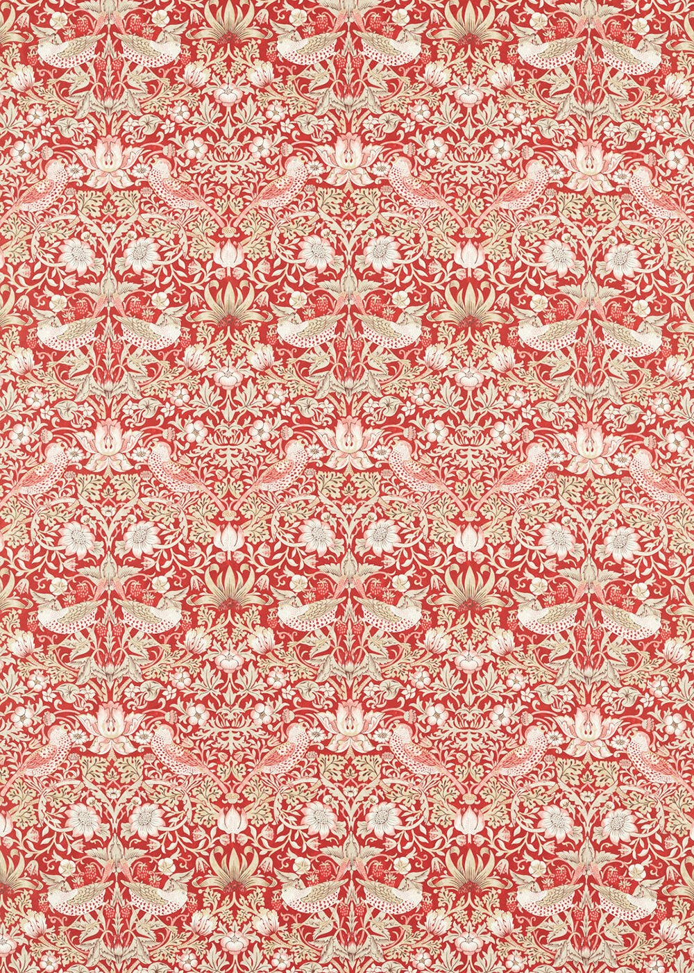 Strawberry Thief Fabric - Indian Red - by Morris